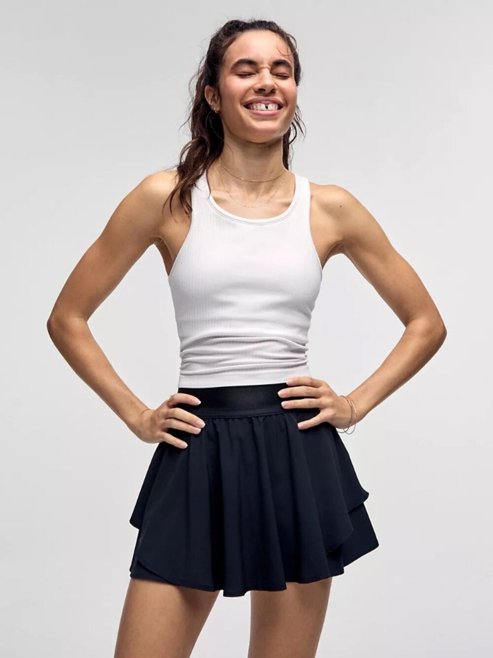 Ebb to Street Cropped Racerback Tank Top Light Support, B/C Cup White